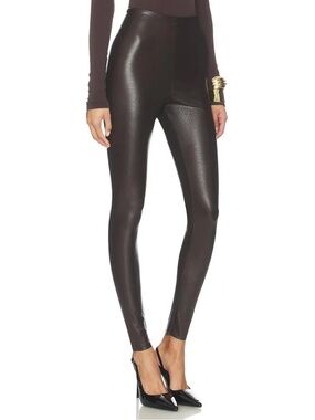 Commando Faux Leather Leggings Espresso Control Top High Rise Women Large New
